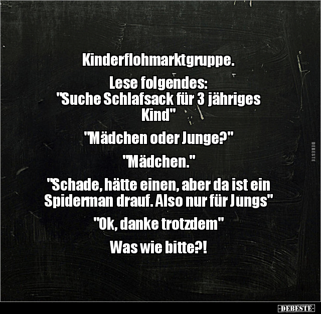 Kinderflohmarktgruppe. Lese folgendes: "Suche Schlafsack.." - Lustige Bilder | DEBESTE.de