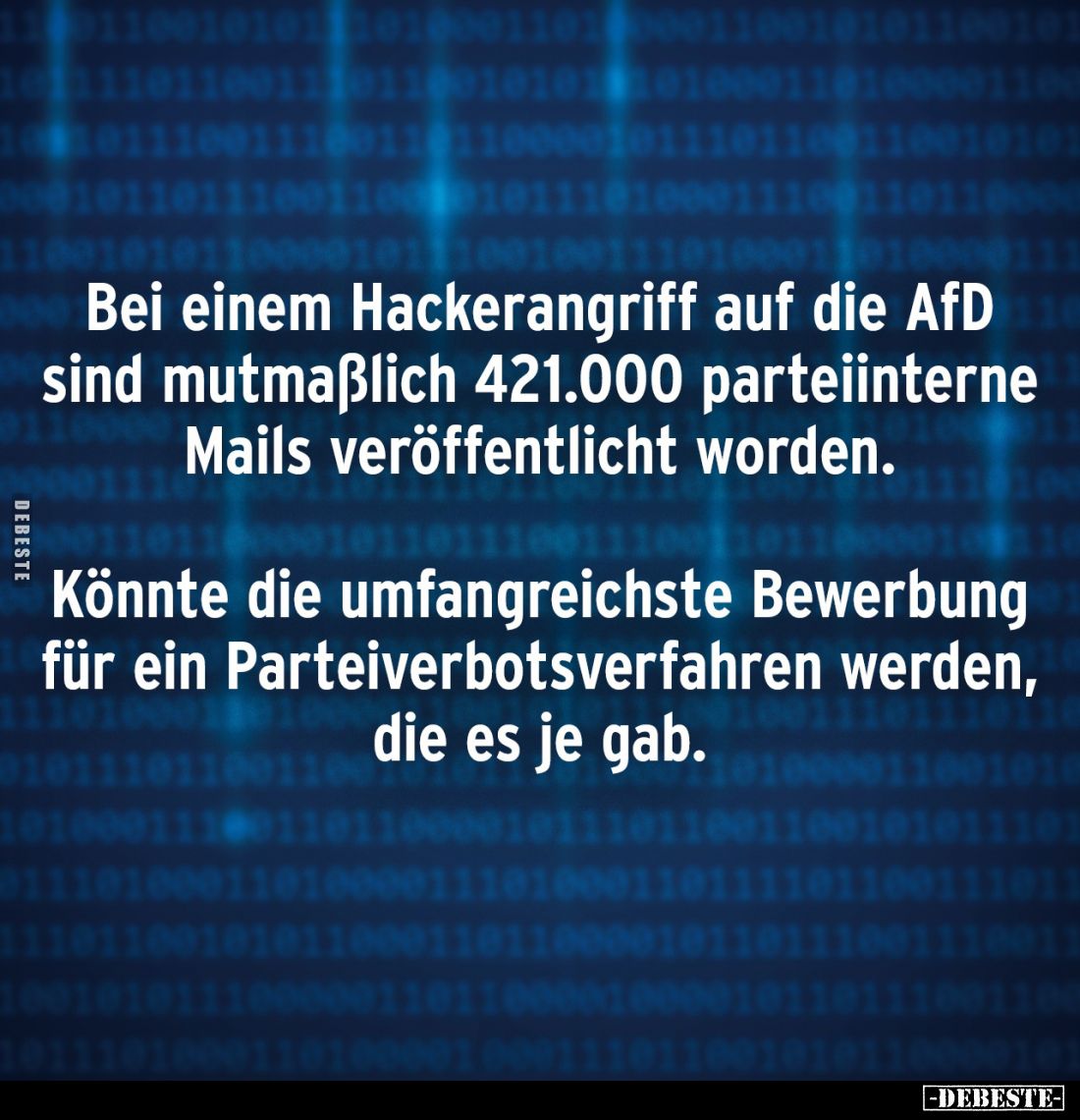 Bei einem Hackerangriff auf die AfD sind mutmaßlich 421.000 parteiinterne Mails veröffentlicht worden.
Könnte die umfangre...