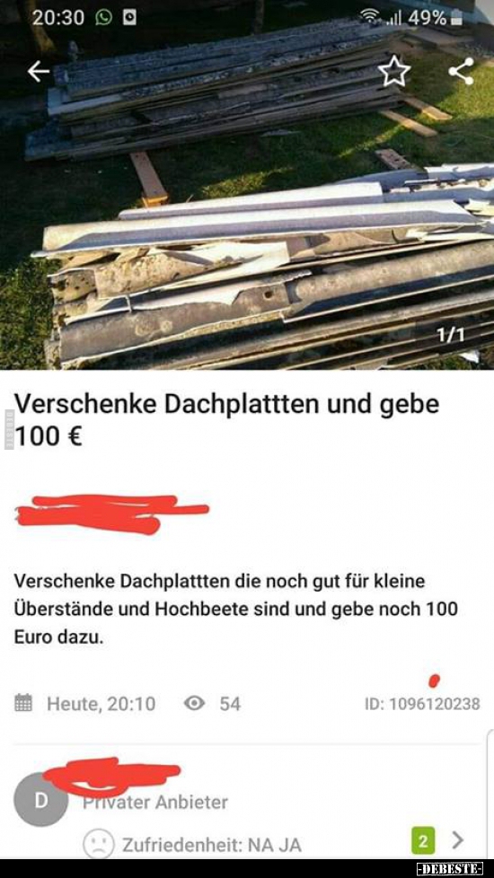 Verschenke Dachplattten und gebe 100€.. - Lustige Bilder | DEBESTE.de