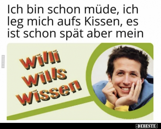 Ich bin schon müde, ich leg mich aufs Kissen, es ist schon.. - Lustige Bilder | DEBESTE.de