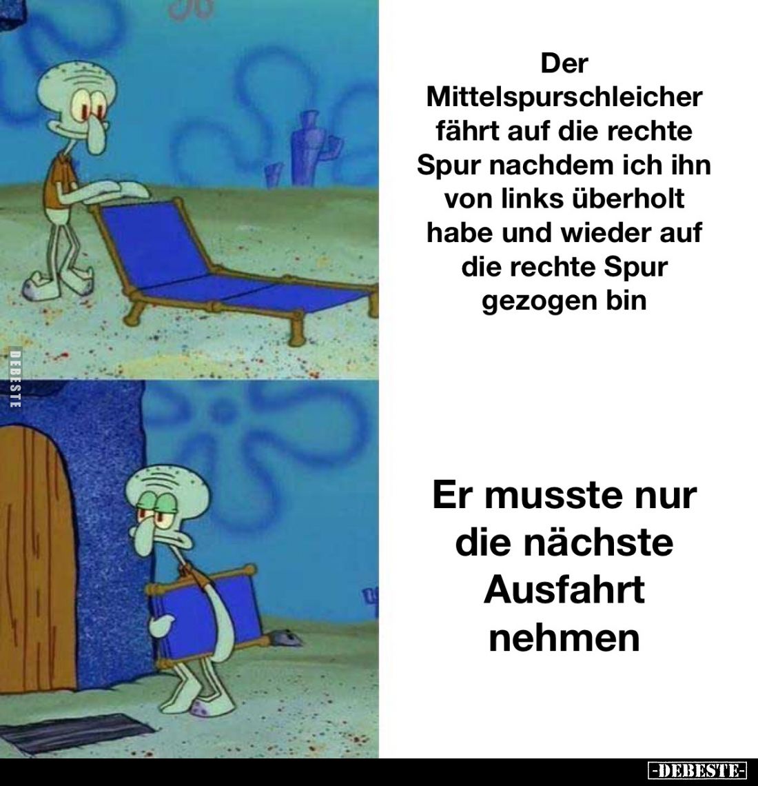 Der Mittelspurschleicher fährt auf die rechte Spur nachdem ich ihn von links überholt habe und wieder auf die rechte Spur gez...
