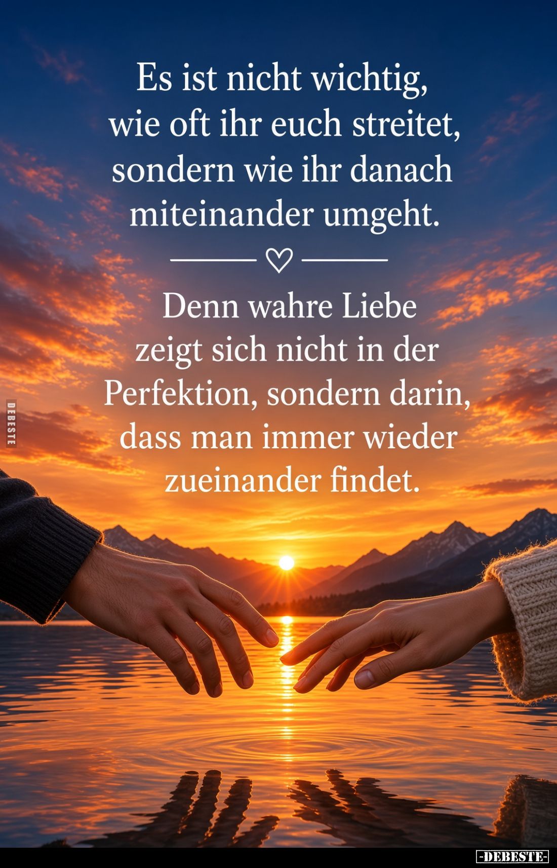 Es ist nicht wichtig, wie oft ihr euch streitet, sondern wie ihr danach miteinander umgeht.
Denn wahre Liebe zeigt sich nich...