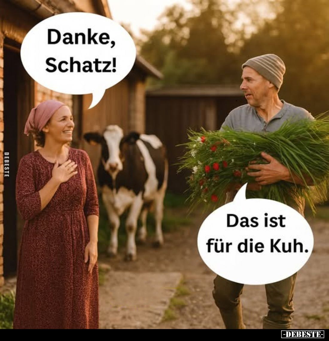 Danke, Schatz! -
Das ist für die Kuh.