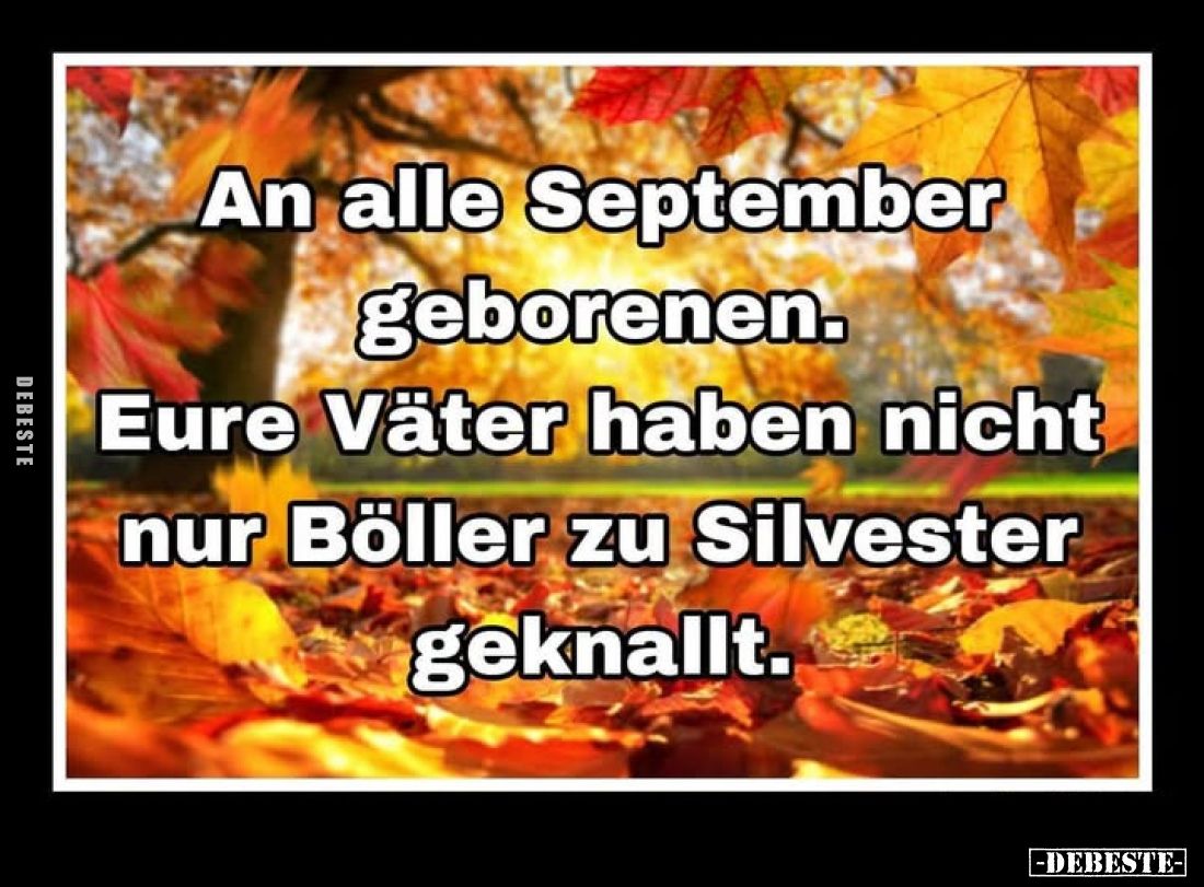 An alle September geborenen.
Eure Väter haben nicht nur Böller zu Silvester geknallt.