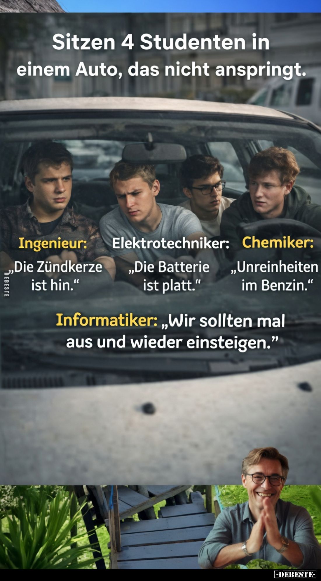 Sitzen 4 Studenten in einem Auto, das nicht.. - Lustige Bilder | DEBESTE.de