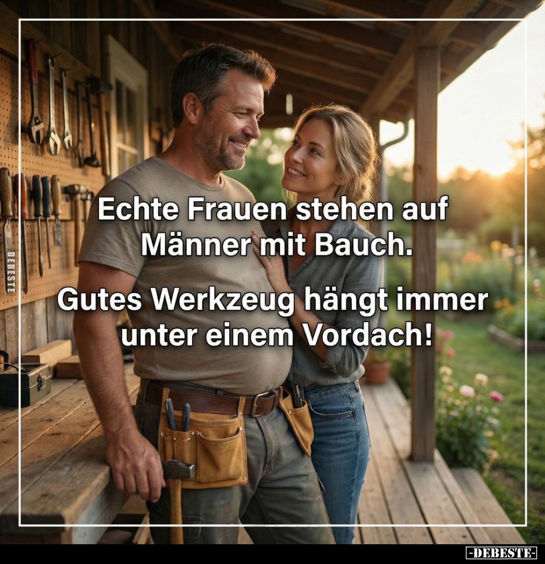 Echte Frauen stehen auf Männer mit Bauch.

Gutes Werkzeug hängt immer unter einem Vordach!