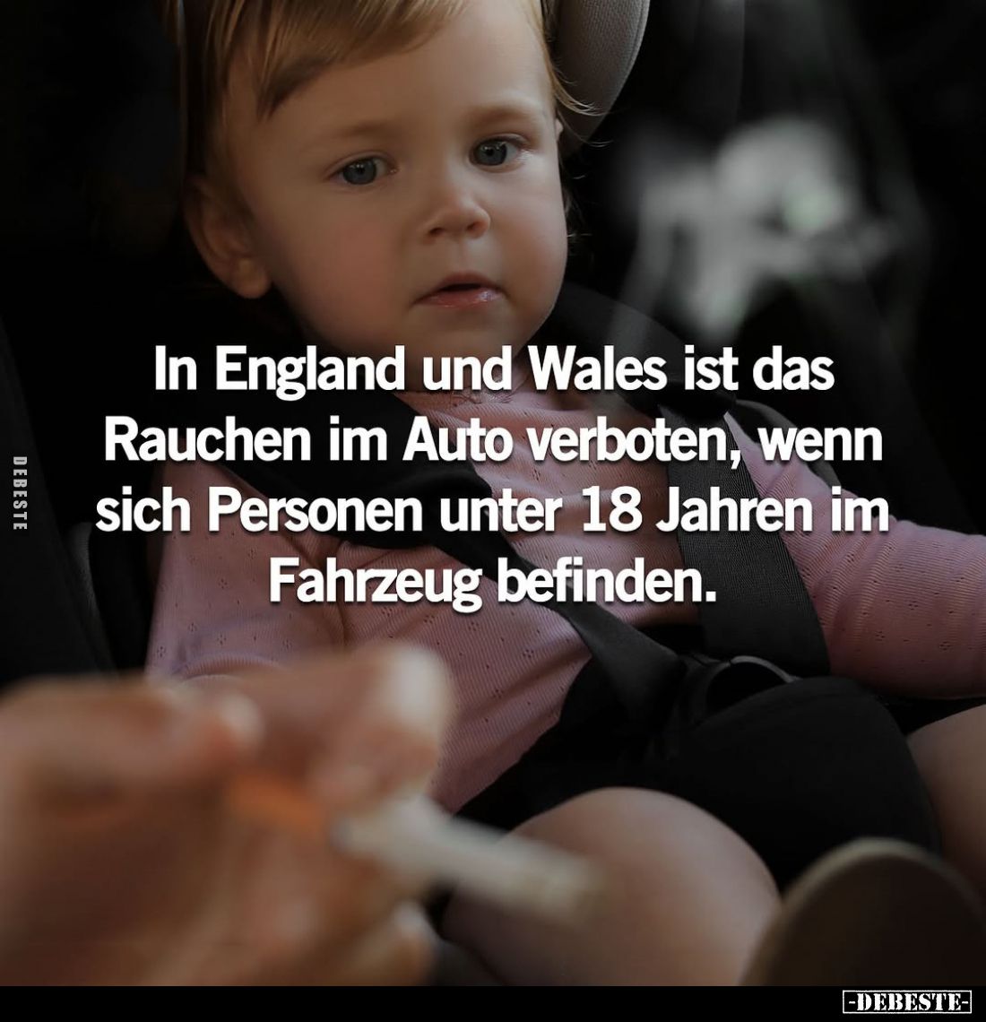 In England und Wales ist das Rauchen im Auto verboten, wenn sich Personen unter 18 Jahren im Fahrzeug befinden.