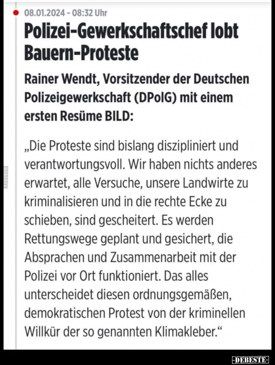 Polizei-Gewerkschaftschef lobt Bauern-Proteste.. - Lustige Bilder | DEBESTE.de