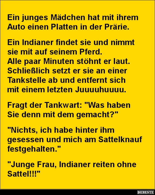 Ein junges Mädchen hat mit ihrem Auto einen Platten in der Prärie.. - Lustige Bilder | DEBESTE.de