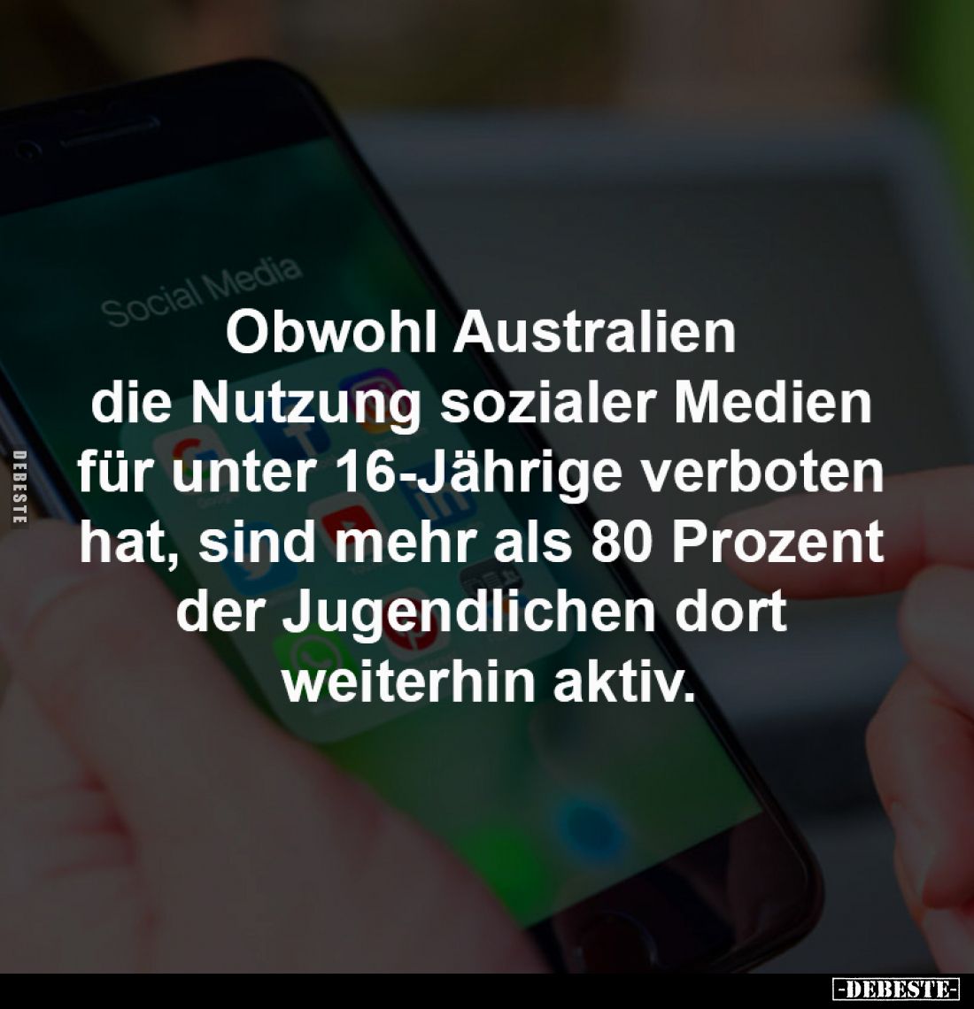 Obwohl Australien die Nutzung 
sozialer Medien für unter 16-Jährige 
verboten hat, sind mehr als 80 Prozent 
der Jugendlic...
