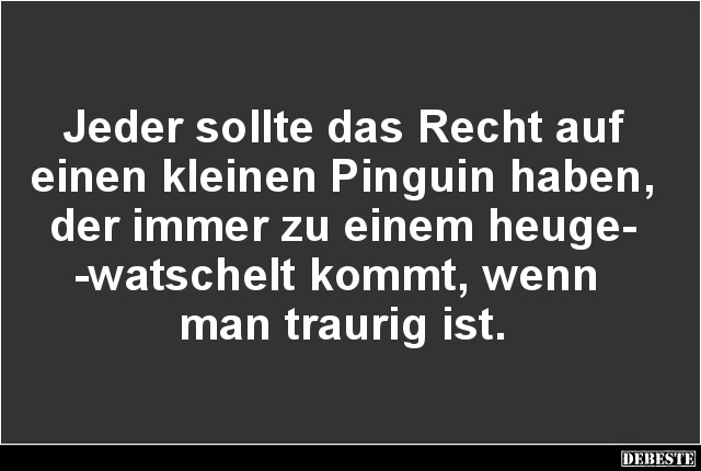 Jeder sollte das Recht auf einen kleinen Pinguin haben.. - Lustige Bilder | DEBESTE.de