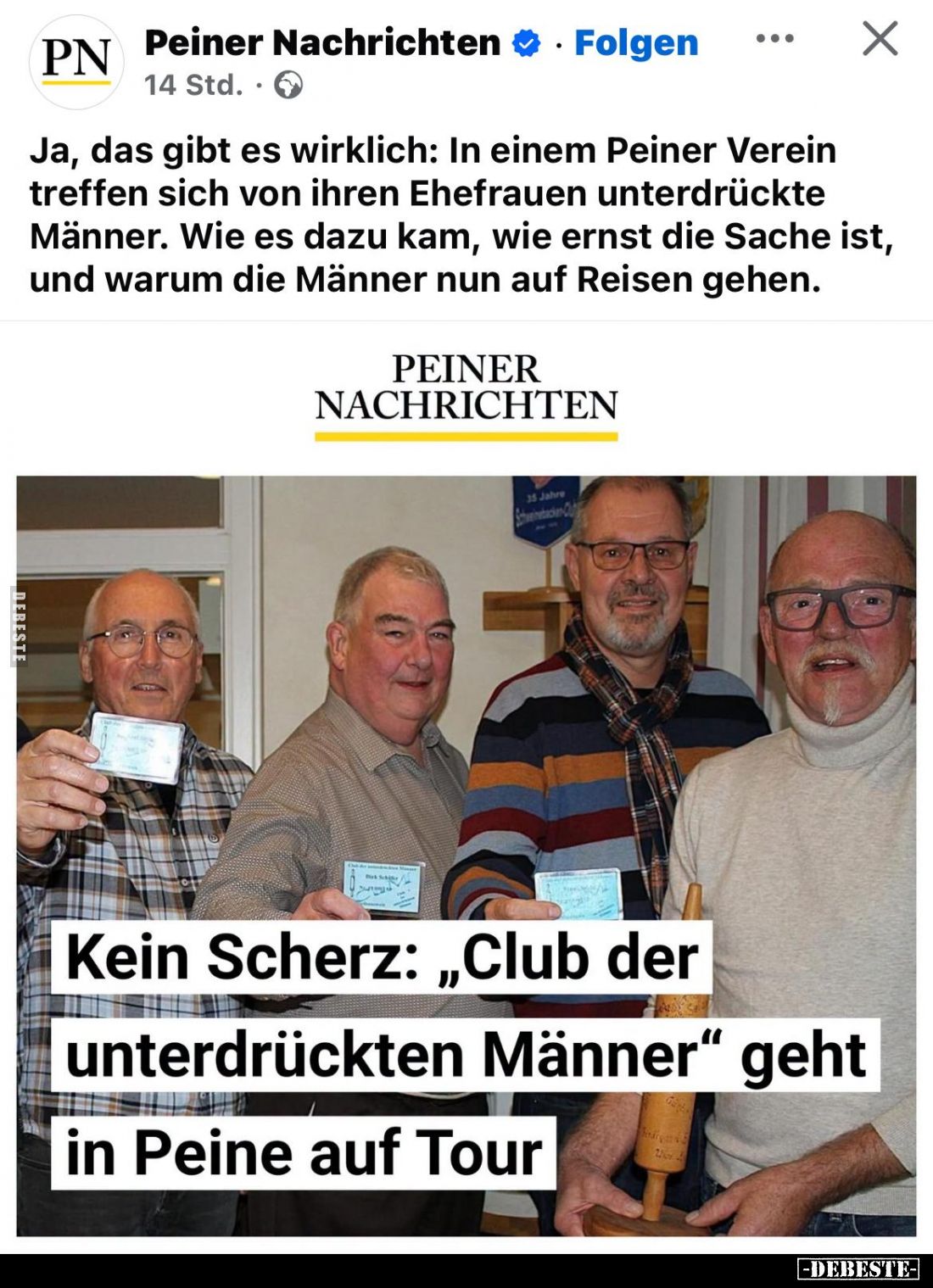 Ja, das gibt es wirklich: In einem Peiner Verein treffen sich von ihren Ehefrauen unterdrückte Männer. Wie es dazu kam, wie e...