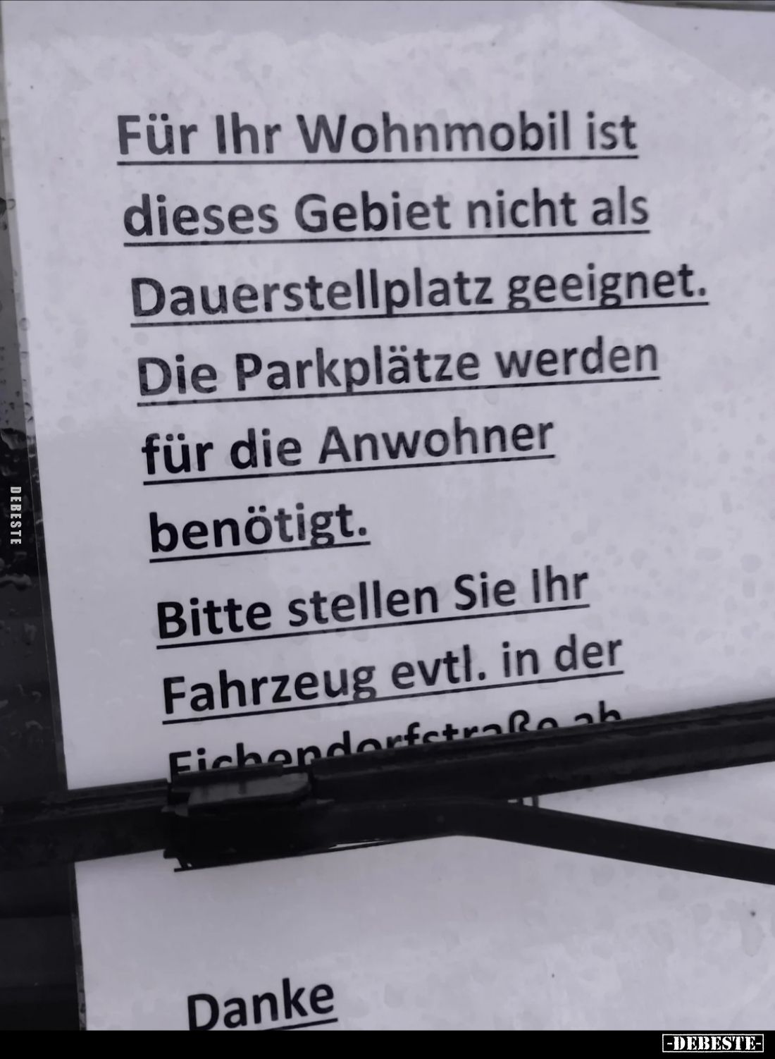 Für Ihr Wohnmobil ist dieses Gebiet nicht als Dauerstellplatz geeignet.
Die Parkplätze werden für die Anwohner benötigt.
Bi...