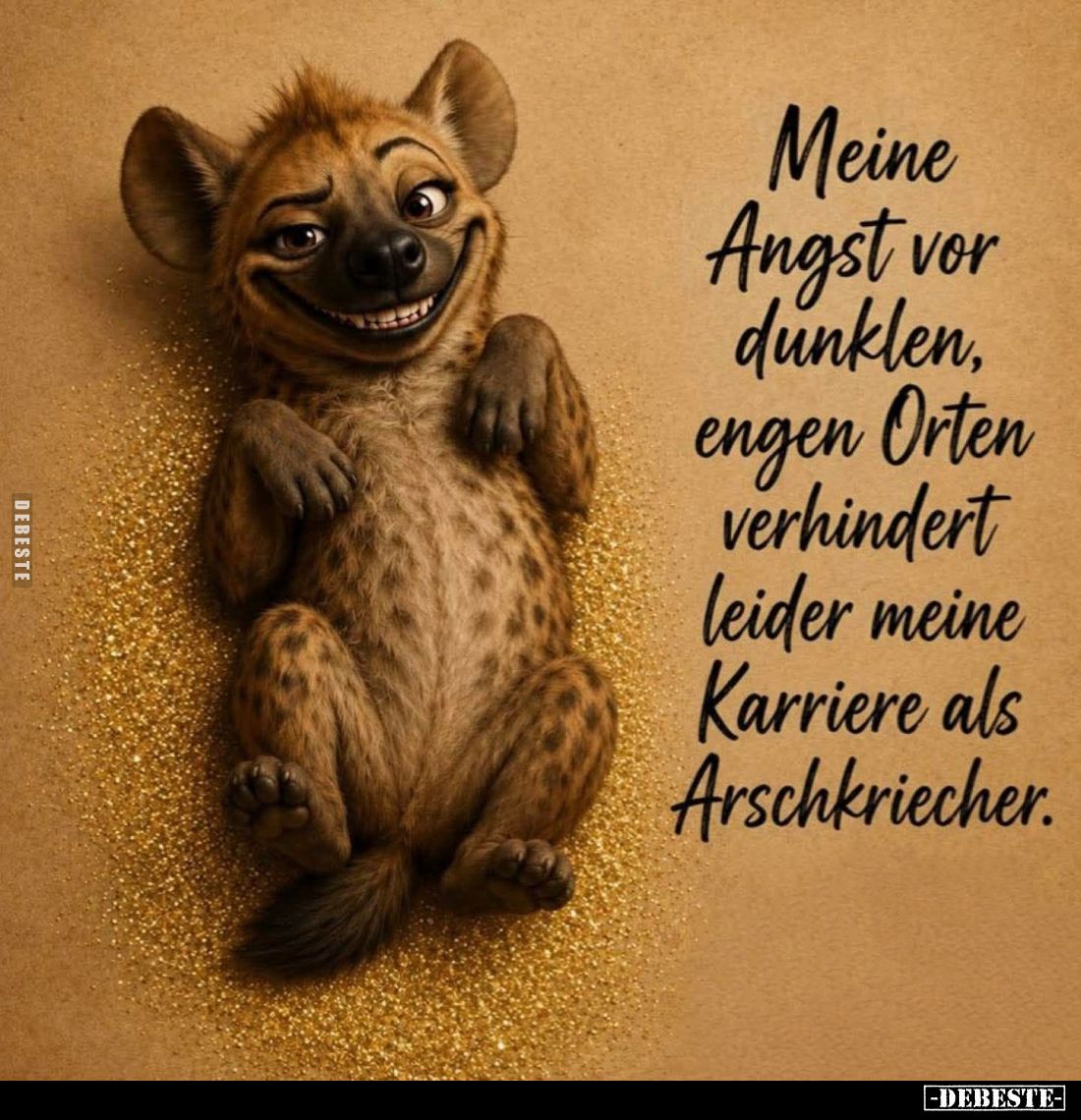 Meine Angst vor dunklen, engen Orten verhindert leider meine Karriere als Arschkriecher.
