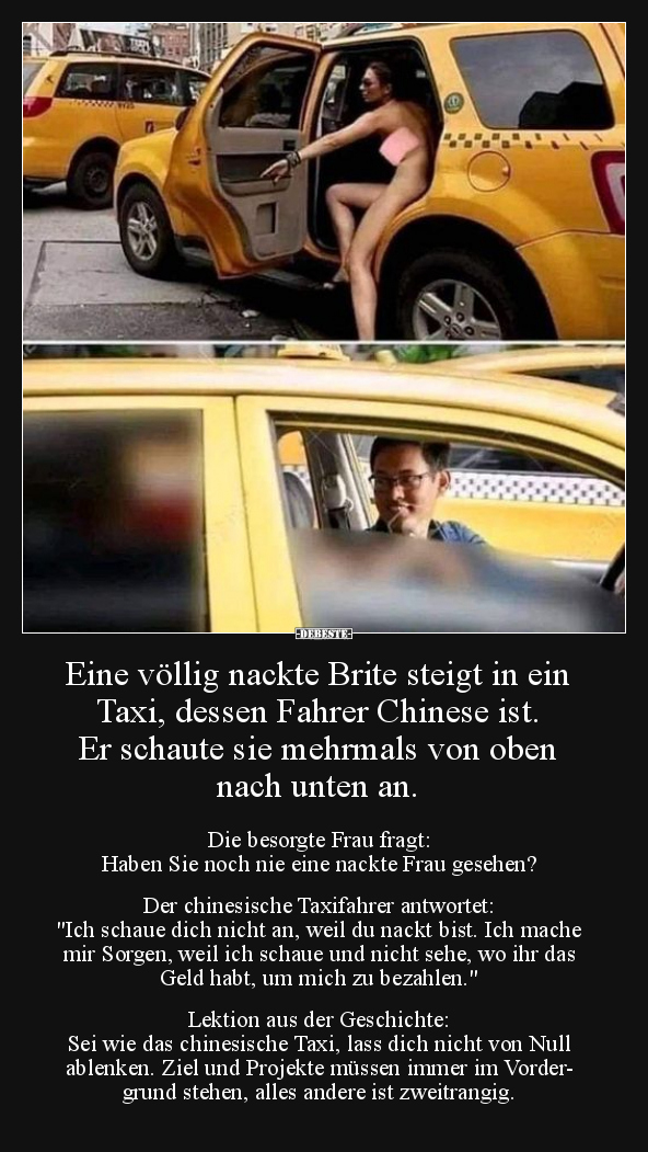 Eine völlig nackte Brite steigt in ein Taxi, dessen.. - Lustige Bilder | DEBESTE.de