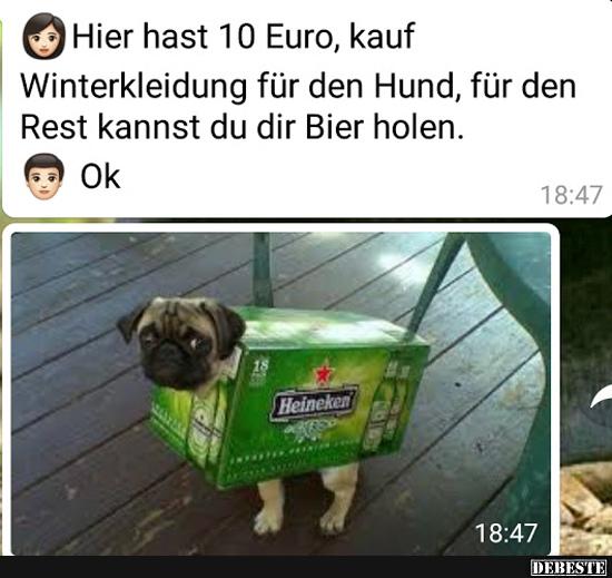 Hier hast du 10 Euro, kauf Winterkleidung für den Hund.. - Lustige Bilder | DEBESTE.de