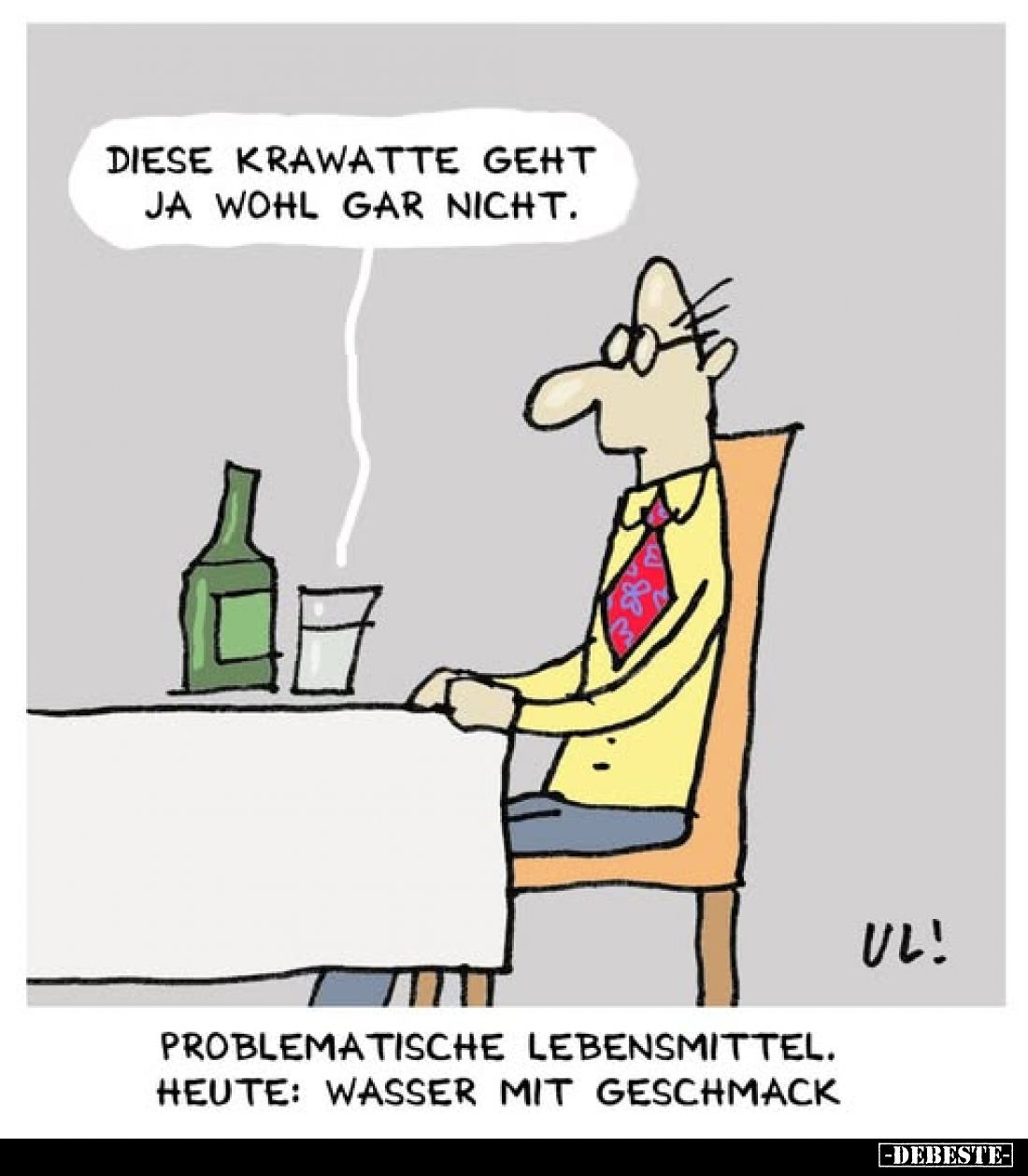 Diese Krawatte geht ja wohl gar nicht.
Problematische Lebensmittel. Heute: Wasser mit Geschmack