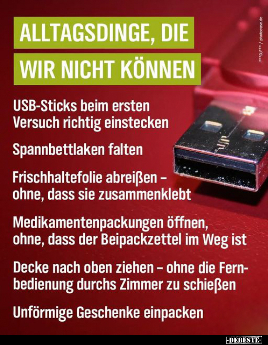 ALLTAGSDINGE, DIE WIR NICHT KÖNNEN