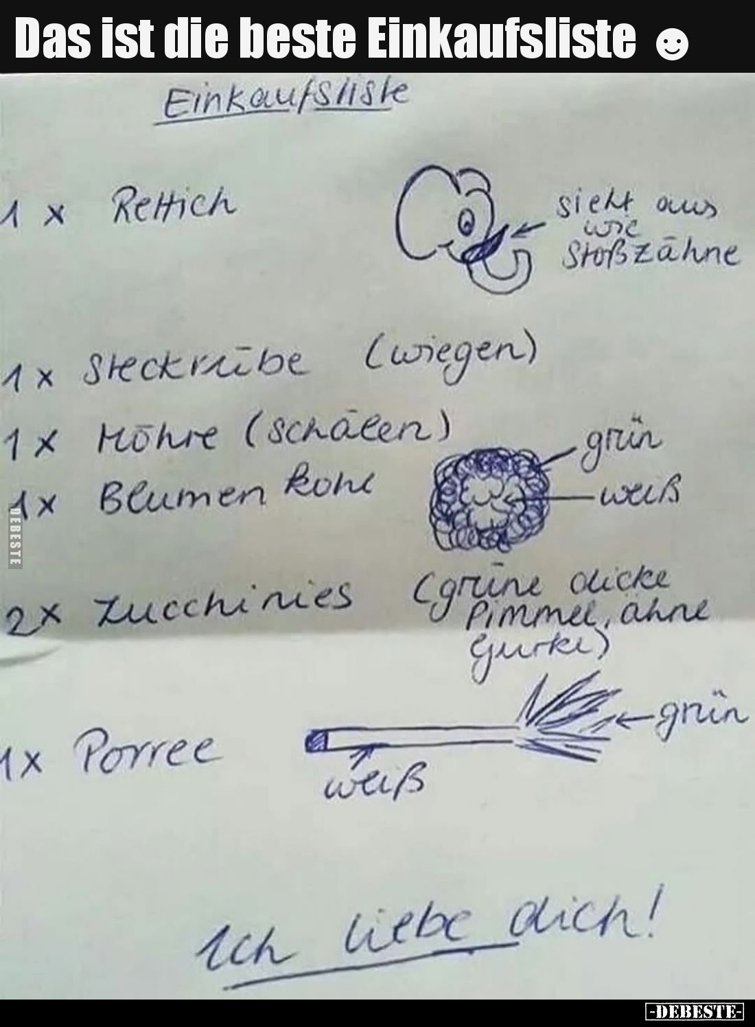 Das ist die beste Einkaufsliste.
