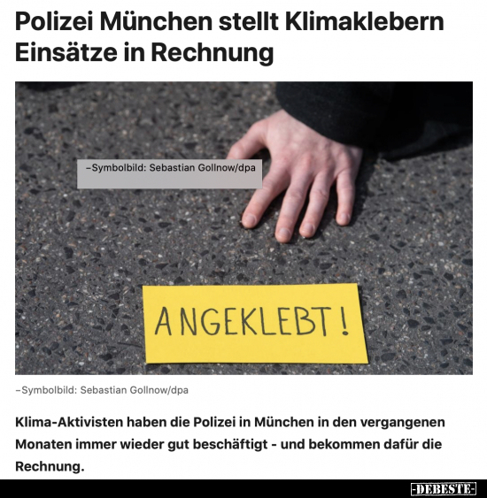 Polizei München stellt Klimaklebern Einsätze in.. - Lustige Bilder | DEBESTE.de