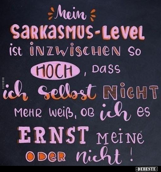 Mein Sarkasmus-Level ist inzwischen so hoch.. - Lustige Bilder | DEBESTE.de