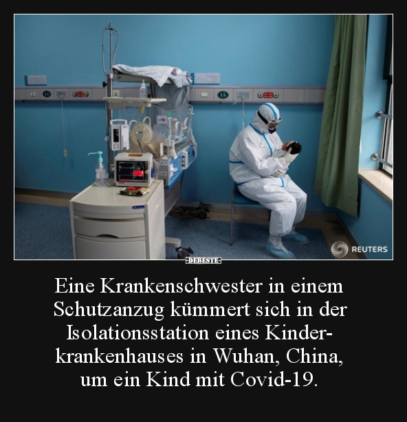 Eine Krankenschwester in einem Schutzanzug kümmert sich.. - Lustige Bilder | DEBESTE.de