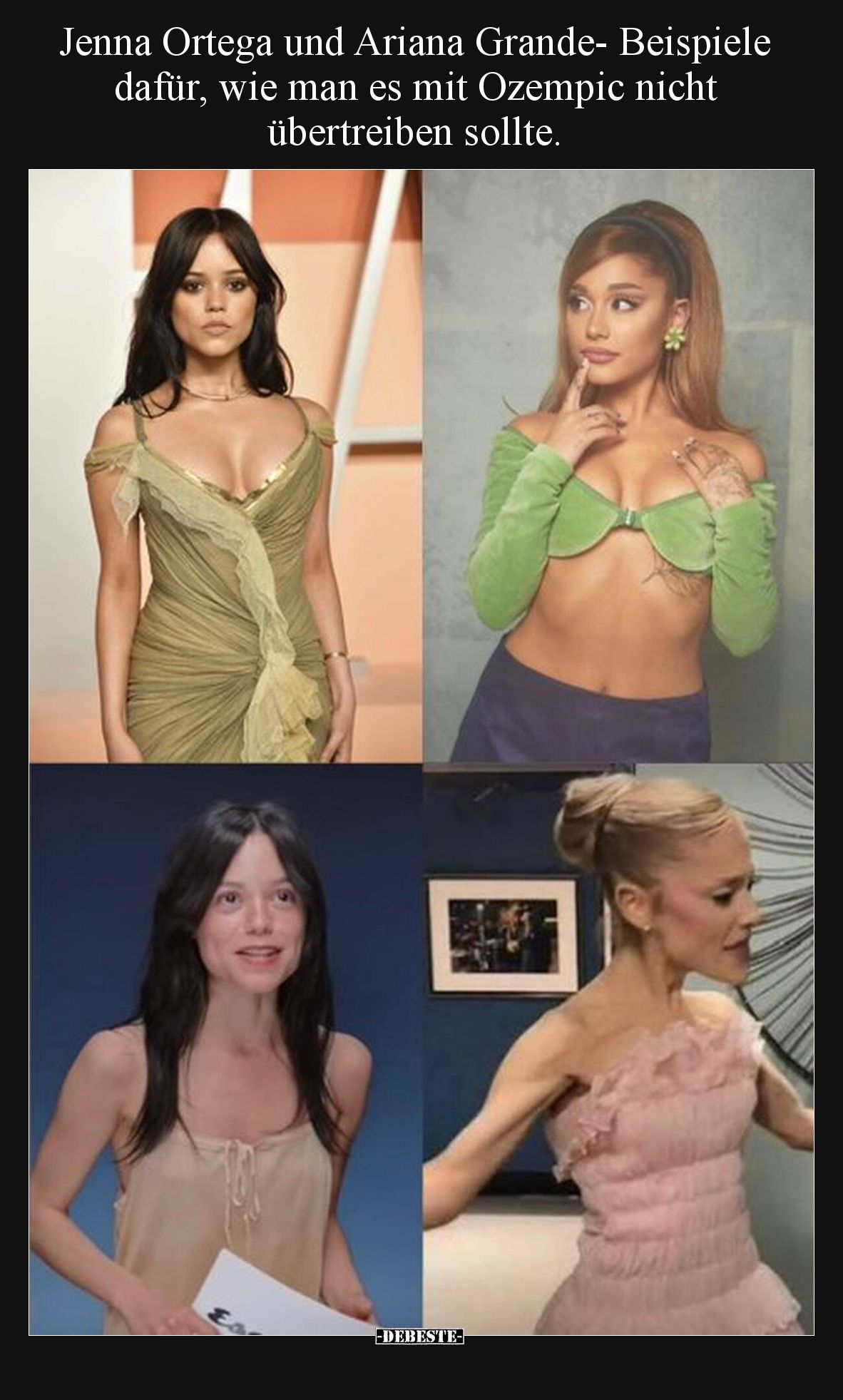 Jenna Ortega und Ariana Grande- Beispiele dafür, wie man es mit Ozempic nicht übertreiben sollte.