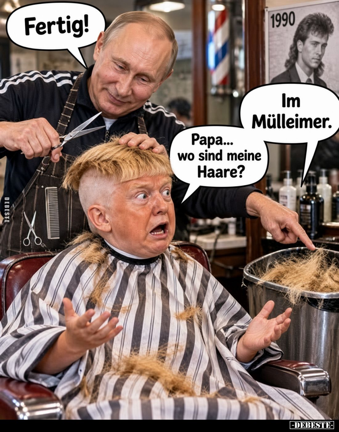 Fertig!

Papa... wo sind meine Haare? Im Mülleimer.