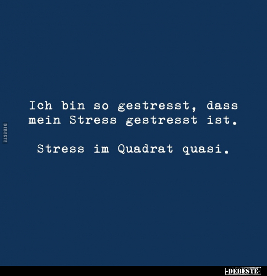 Ich bin so gestresst, dass mein Stress gestresst.. - Lustige Bilder | DEBESTE.de