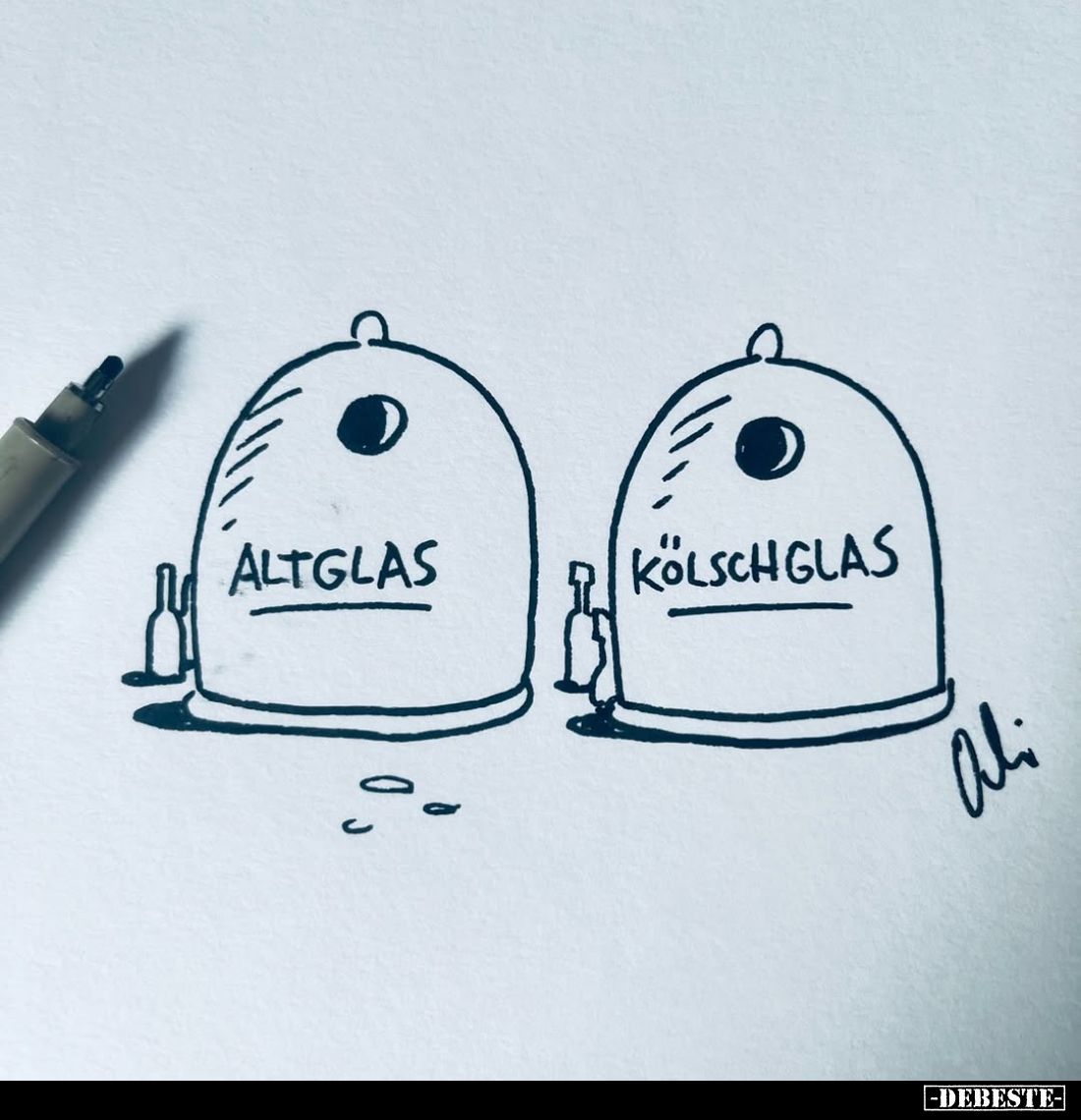 Altglas und
Kölschglas.