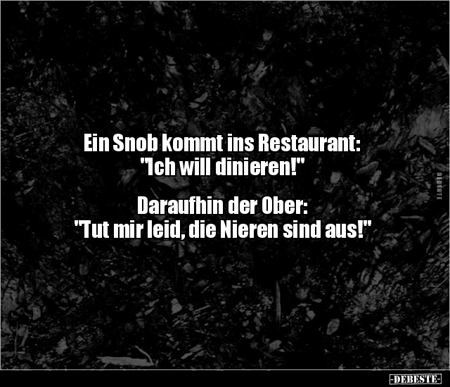 Ein Snob kommt ins Restaurant: "Ich will.." - Lustige Bilder | DEBESTE.de
