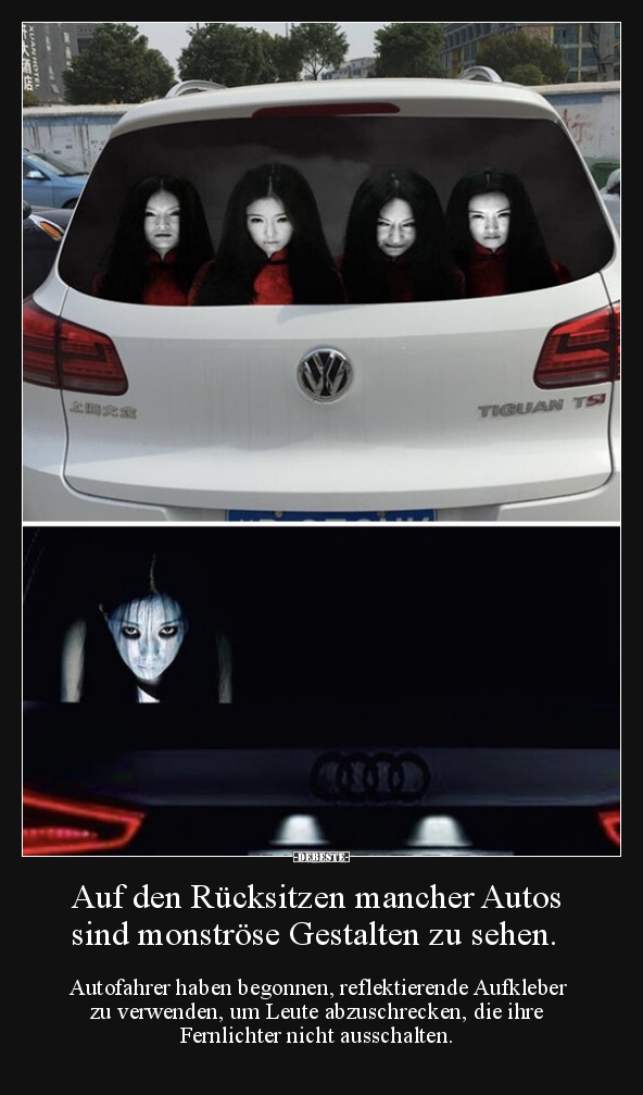 Auf den Rücksitzen mancher Autos sind monströse Gestalten.. - Lustige Bilder | DEBESTE.de