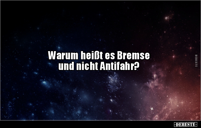Warum heißt es Bremse und nicht Antifahr?.. - Lustige Bilder | DEBESTE.de