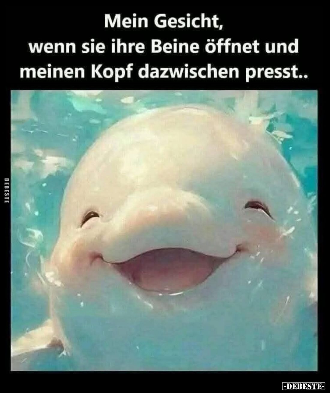 Mein Gesicht, wenn sie ihre Beine öffnet und meinen Kopf dazwischen presst..