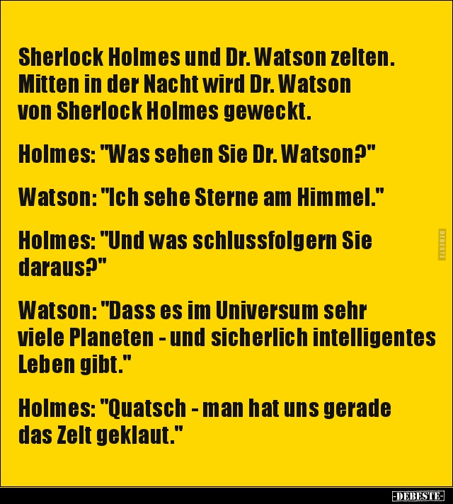 Sherlock Holmes und Dr. Watson zelten. Mitten in der Nacht.. - Lustige Bilder | DEBESTE.de