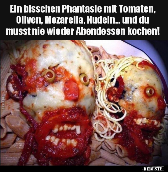 Ein bisschen Phantasie mit Tomaten, Oliven, Mozarella.. - Lustige Bilder | DEBESTE.de
