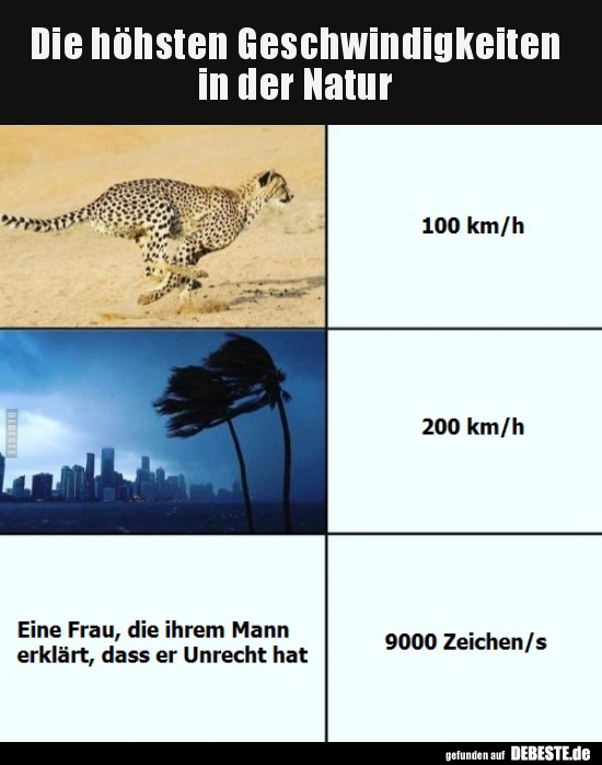 Die höhsten Geschwindigkeiten in der Natur.. - Lustige Bilder | DEBESTE.de