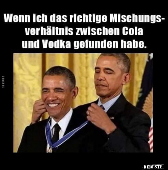 Wenn ich das richtige Mischungsverhältnis zwischen Cola und..