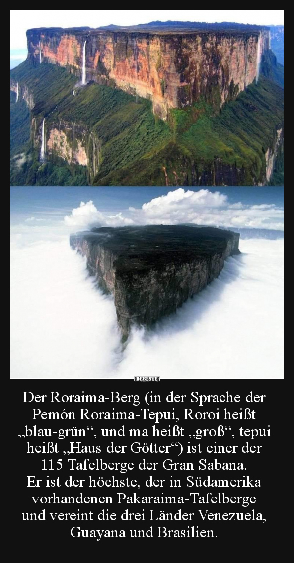 Der Roraima-Berg (in der Sprache der Pemón Roraima-Tepui..