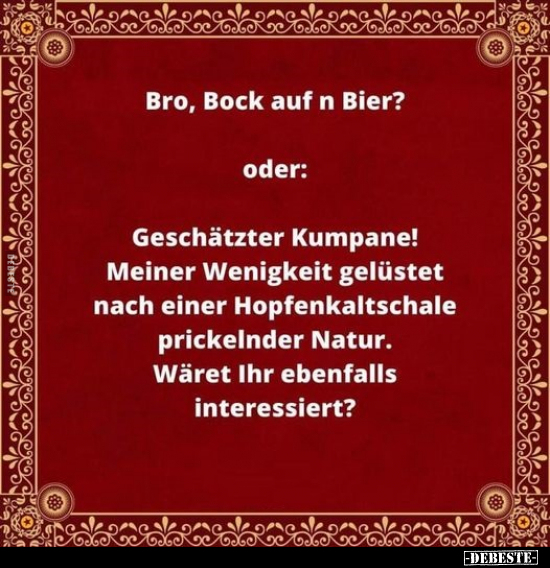 Bro, Bock auf n Bier?.. - Lustige Bilder | DEBESTE.de