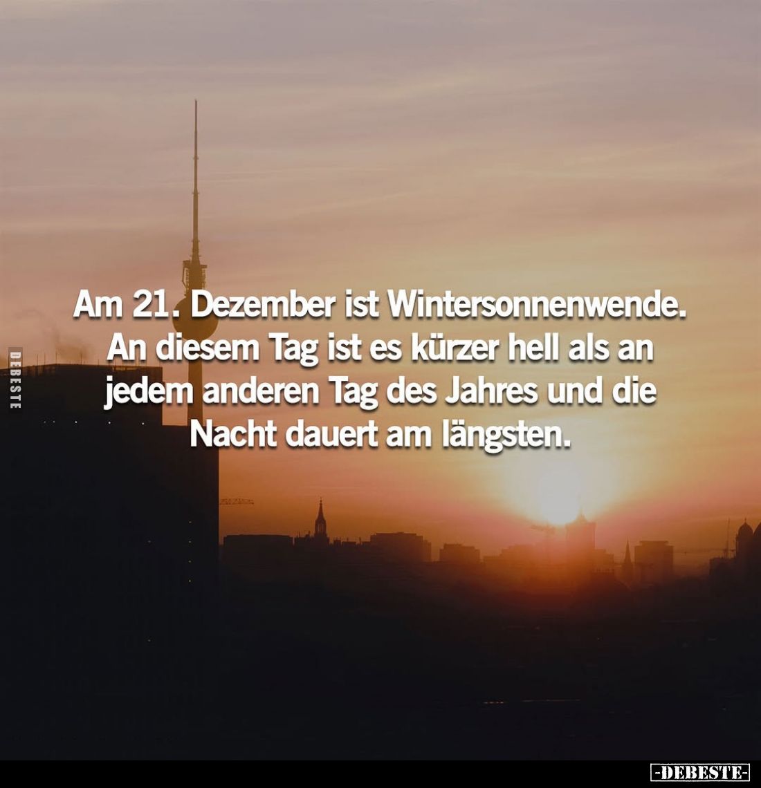 Am 21. Dezember ist Wintersonnenwende.
An diesem Tag ist es kürzer hell als an jedem anderen Tag des Jahres und die Nacht da...