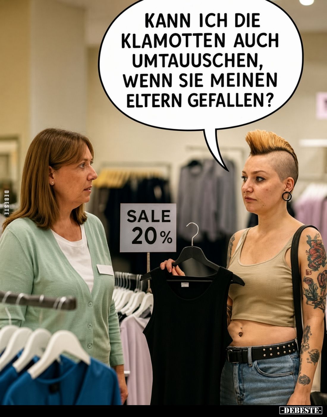 Kann ich die Klamotten auch umtauschen, wenn sie meinen Eltern gefallen?