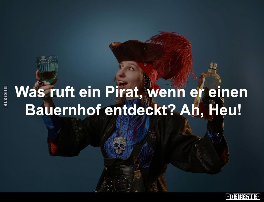 Was ruft ein Pirat, wenn er einen Bauernhof entdeckt? Ah, Heu!