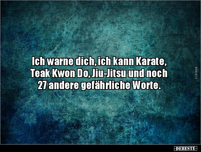 Ich warne dich, ich kann Karate, Teak Kwon Do, Jiu-Jitsu.. - Lustige Bilder | DEBESTE.de