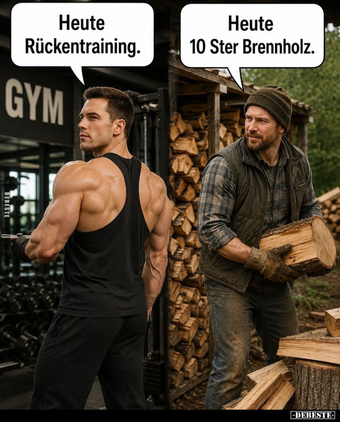 Heute Rückentraining. -
Heute 10 Ster Brennholz.