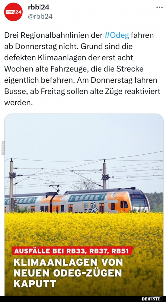 Drei Regionalbahnlinien der Odeg fahren ab Donnerstag.. - Lustige Bilder | DEBESTE.de