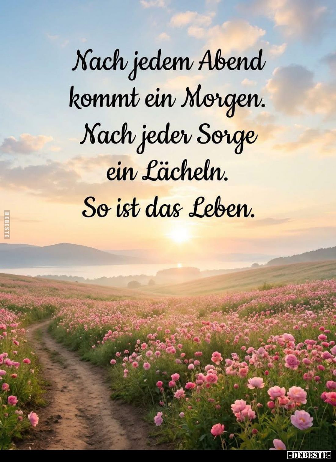 Nach jedem Abend kommt ein Morgen.
Nach jeder Sorge ein Lächeln.
So ist das Leben.