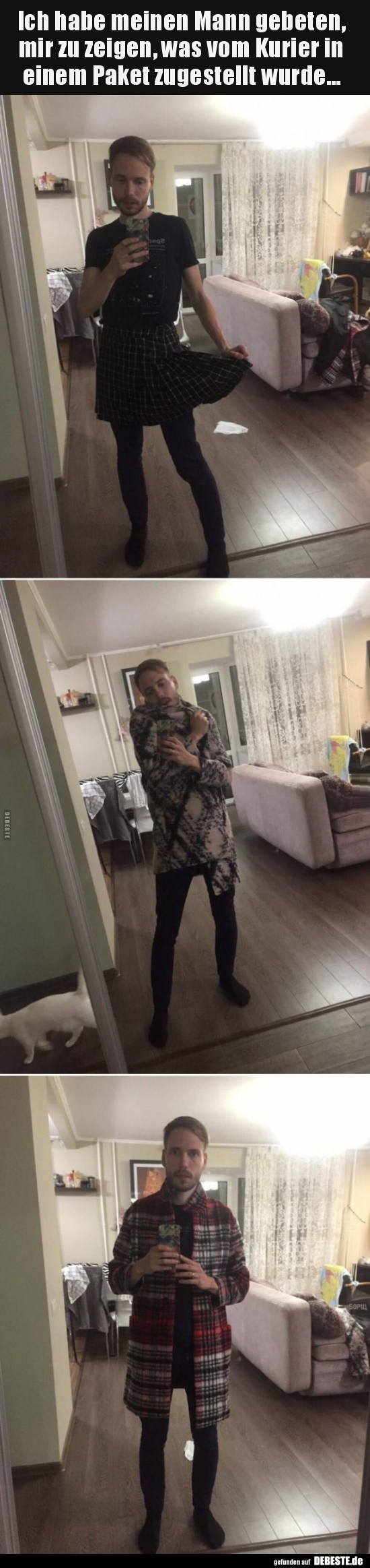 Ich habe meinen Mann gebeten, mir zu zeigen, was vom Kurier..