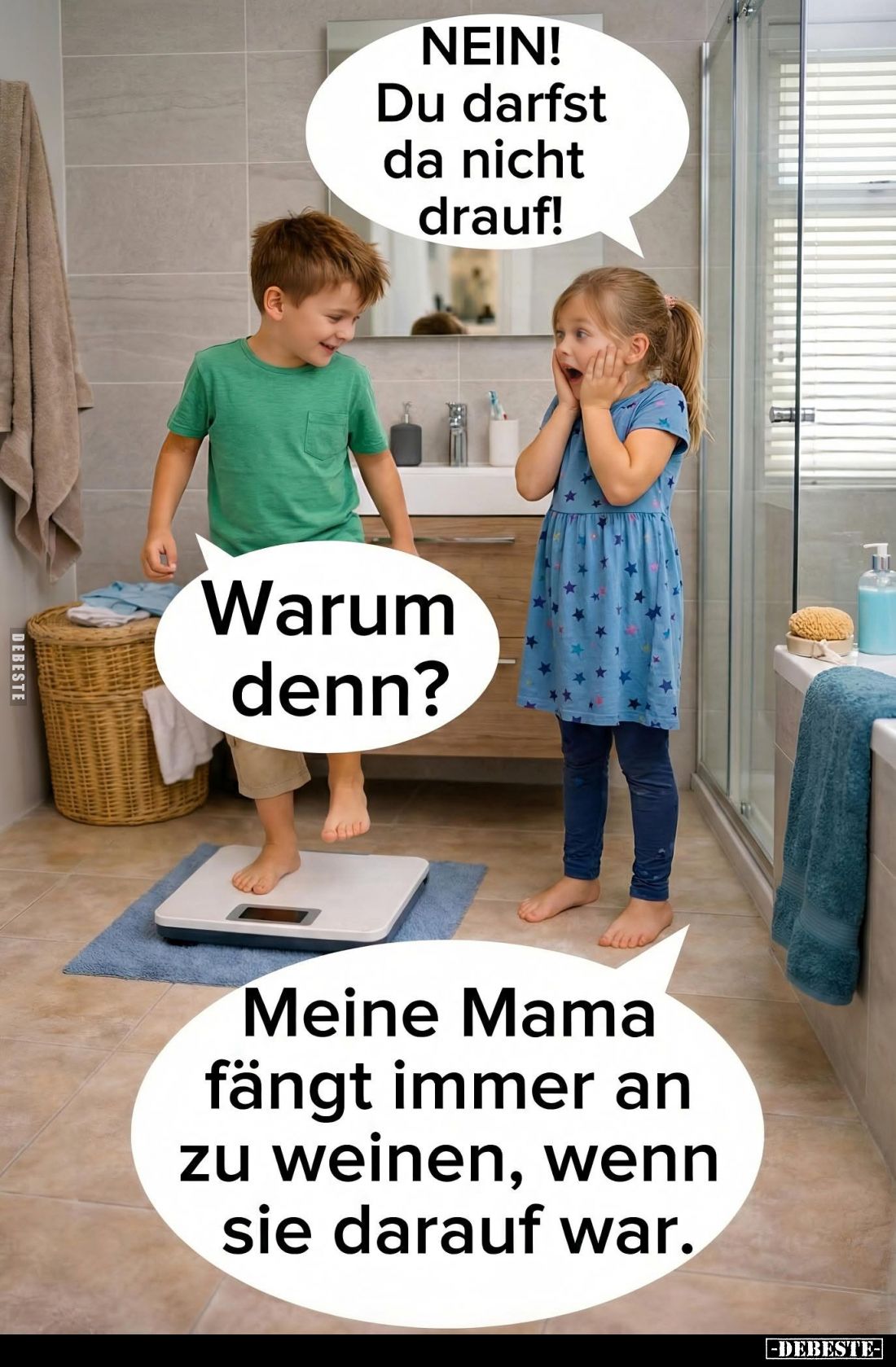 NEIN! Du darfst da nicht drauf! -
Warum denn? -
Meine Mama fängt immer an zu weinen, wenn sie darauf war.