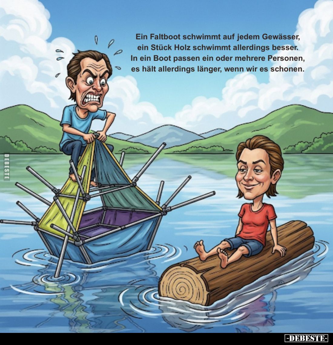 Ein Faltboot schwimmt auf jedem Gewässer, ein Stück Holz schwimmt allerdings besser. In ein Boot passen ein oder mehrere Pers...